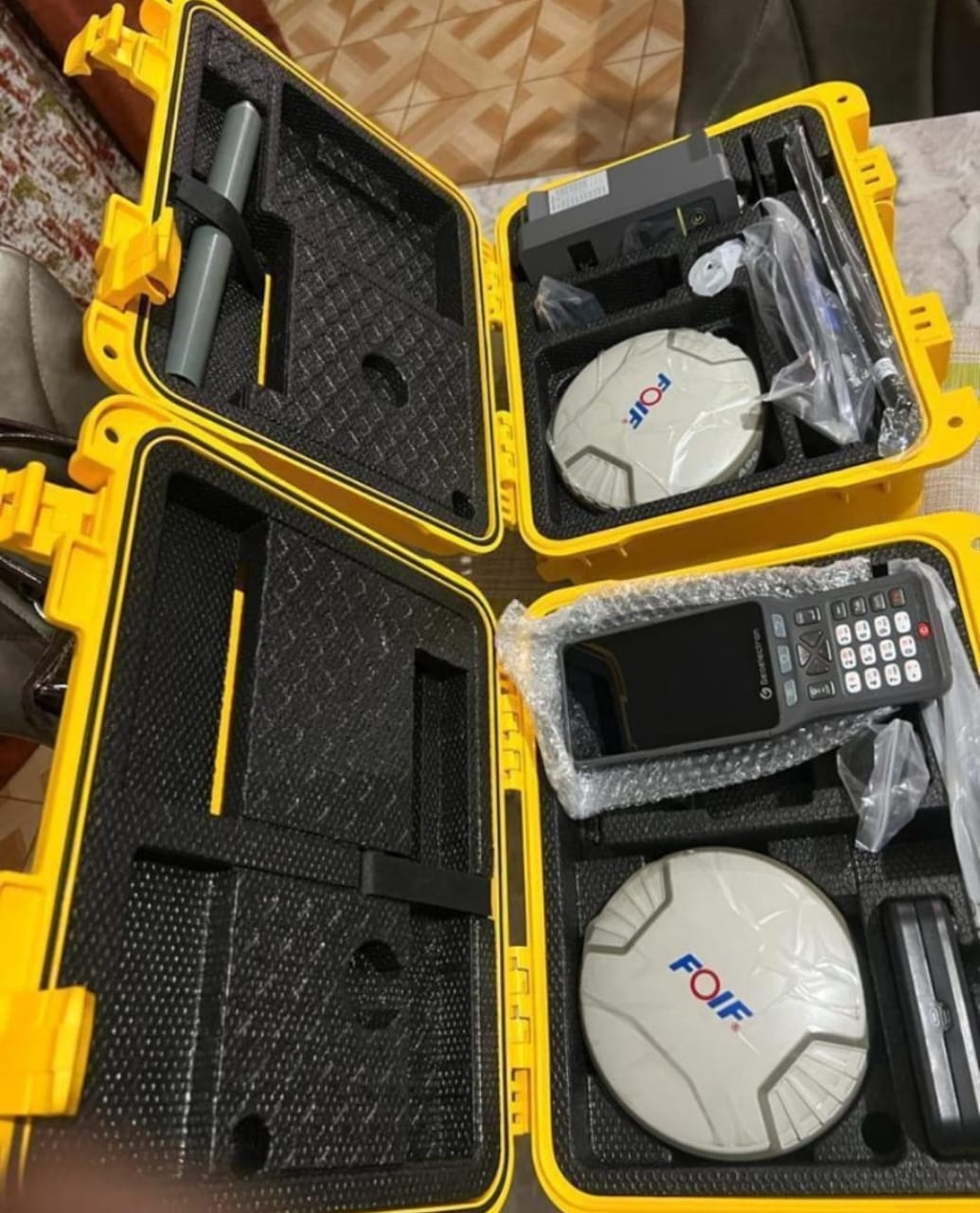 RTK GNSS rover pole in the field